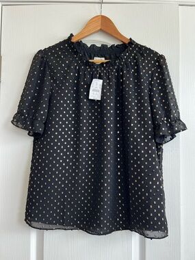 J. Crew Blouse with Gold Metallic Dots